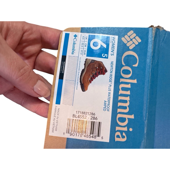 Women's Columbia Newton Ridge Hiking Boots Tan Red 6.5 - Picture 8 of 8